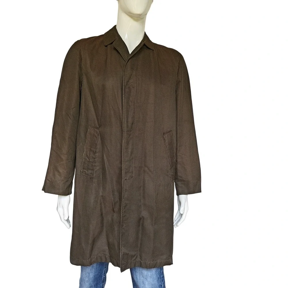 Vintage Climatic Raincoat by Crown Waterproof Brown Check Trench Mens